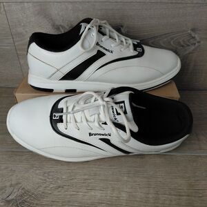Brunswick Bowling Shoes Mens Size 11 Silk White Blue Leather Flex Stride Sneaker
